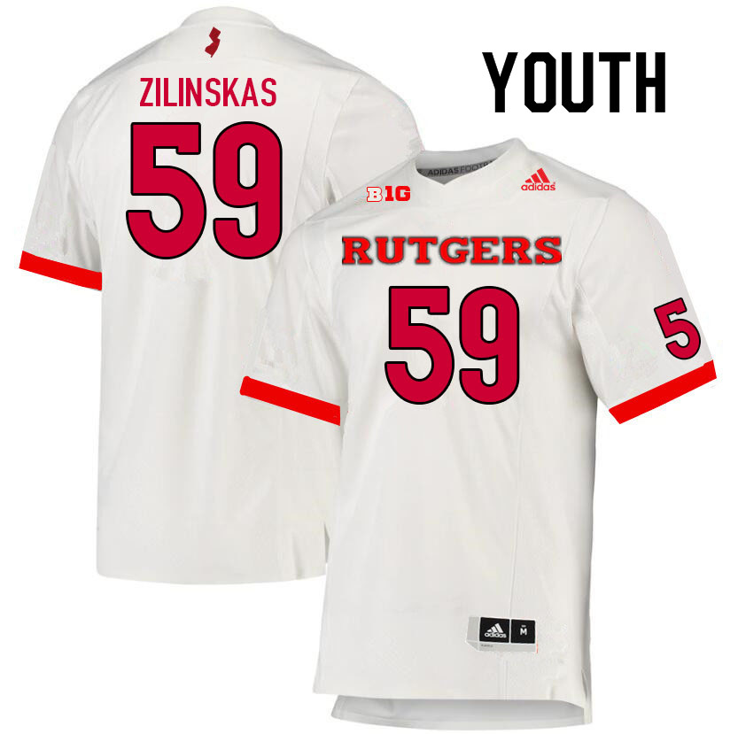 Youth #59 Gus Zilinskas Rutgers Scarlet Knights College Football Jerseys Sale-White
